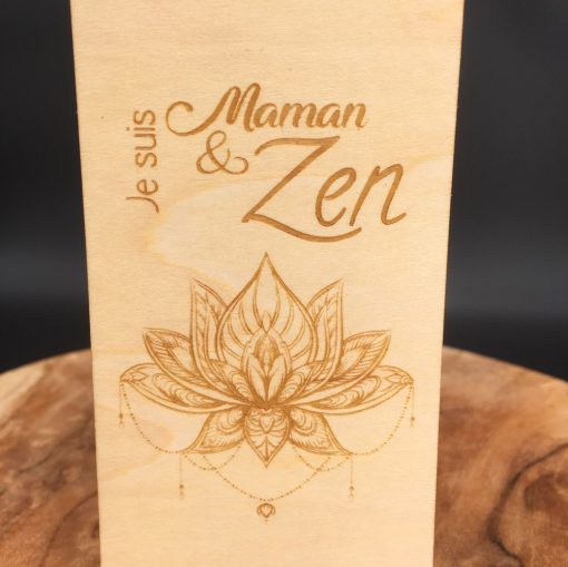 Marque-page en bois gravé personnalisé Maman&Zen