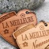 porte-clés en bois gravé à personnaliser meilleure nounou