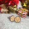 bouton de manchette personnalisé en bois gravé 16 mm Noël