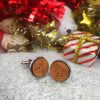 bouton de manchette personnalisé en bois gravé 16 mm Noël
