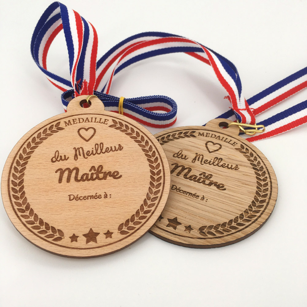Médailles en bois personnalisées - Cadeaux participant - Les