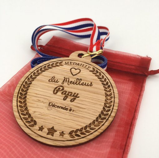 médaille bois personnalisable papy chêne