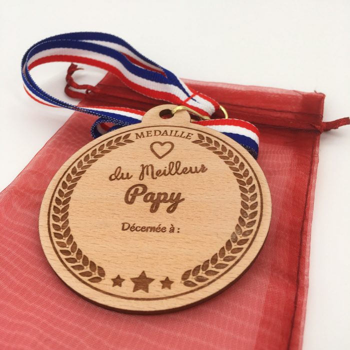médaille bois personnalisable papy hêtre