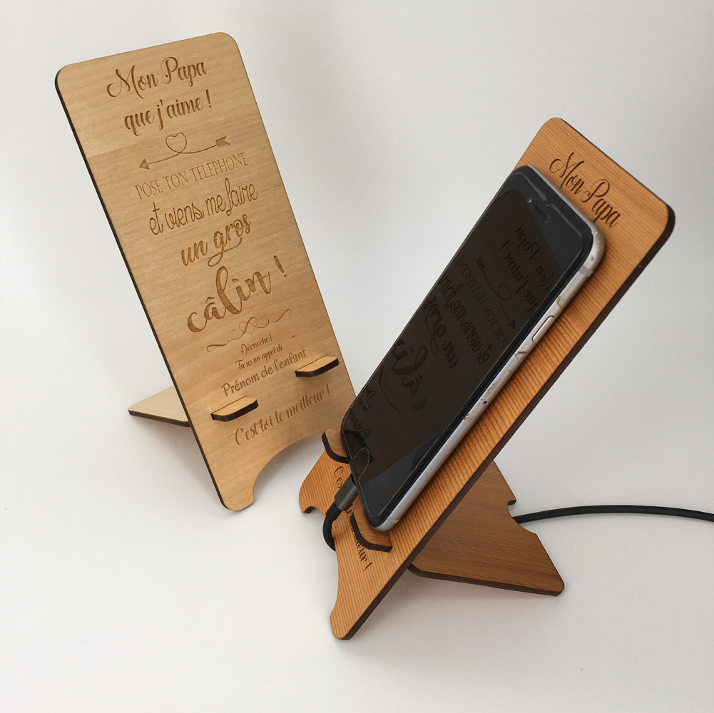 Support pour téléphone portable en bois