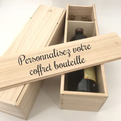 Caisse en bois personnalisable pour bouteille de vin - Cadeau