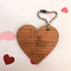 porte-clés bois forme coeur personnalisé le Toi&Moi cerisier