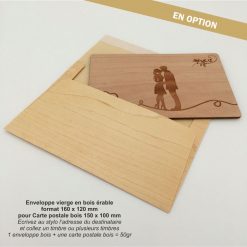 enveloppe bois et carte postale bois