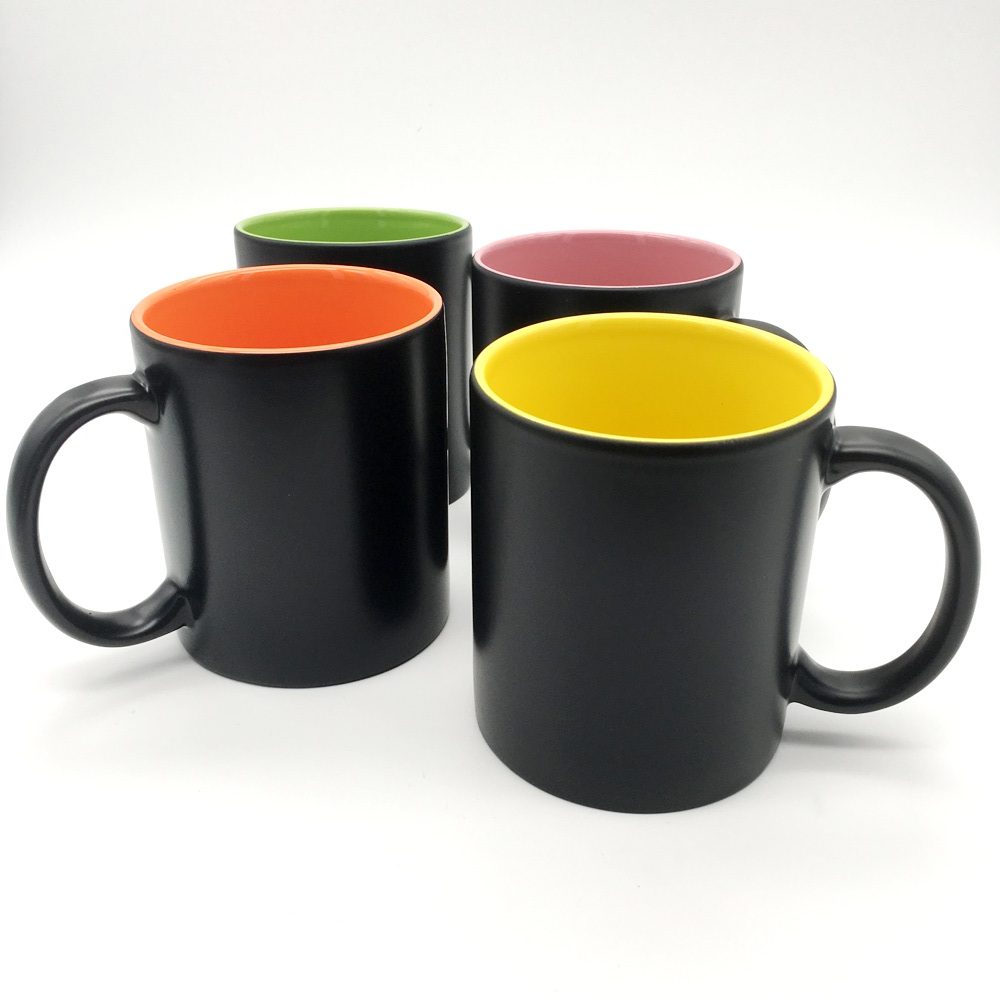 mugs céramik personnalisés noirs ensemble