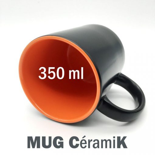 mug céramik personnalisé noir orange