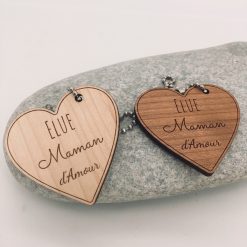 porte clés bois maman d'amour cerisier érable