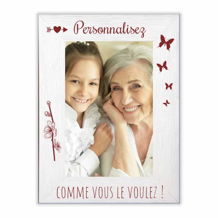 Cadre personnalisé carte postale Bonne fête papy bois gravé 15x10 cm