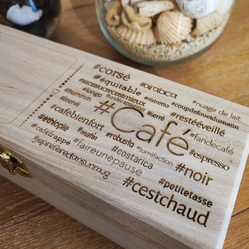 Boîte à café en bois personnalisée