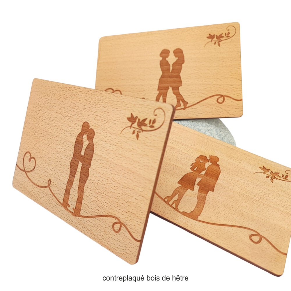 Enveloppe en bois personnalisable format carte postale