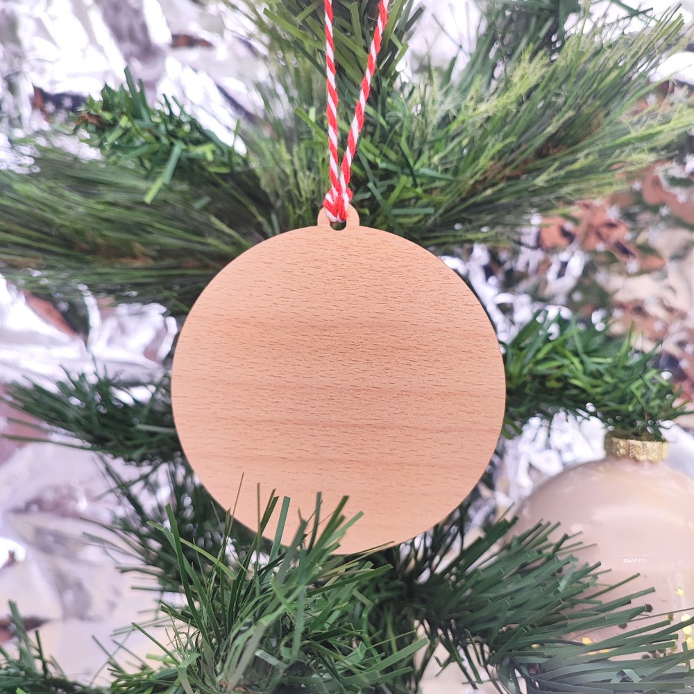 Carte postale et boule de Noël en bois Personnalisée, Cadeau Noël  personnalisé, Déco Noël